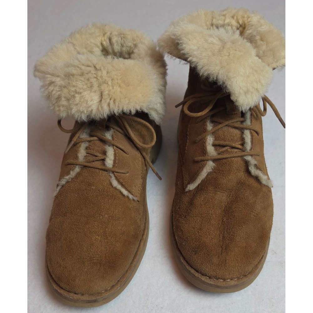 UGG Quincy Chestnut Suede Sheepskin Lace Up Boots 1012359 Brown Women 11